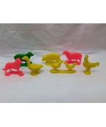 Lot Of (7) Vintage Neon Colored Plastic Farm Animal Toys Dog Rooster Pig... - $300.87 MXN