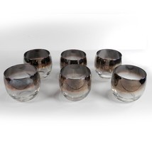 6 Vintage Silver Fade Drink Glasses Mid Century Roly Poly Luster Vitreon... - $52.07