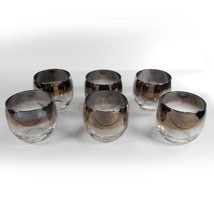 6 Vintage Silver Fade Drink Glasses Mid Century Roly Poly Luster Vitreon... - £40.94 GBP