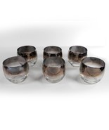 6 Vintage Silver Fade Drink Glasses Mid Century Roly Poly Luster Vitreon... - £40.94 GBP