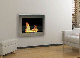 SoHo Indoor Wall Mount Stainless Steel Fireplace - £300.52 GBP