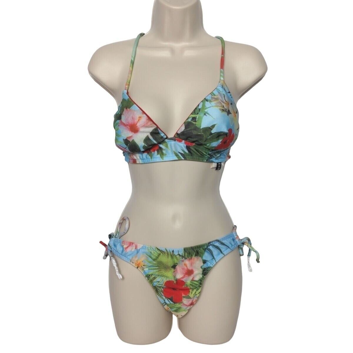 Primary image for Guess Halter Bikini Swimsuit Set Multicolor Floral Top Medium Bottom XS