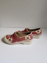 Dansko Red White Floral Shoes Size 38 7.5/8 Slip-on Nursing Comfortable ... - £10.99 GBP