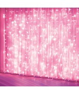 Curtain Lights Pink Room Decor 8 Modes LED String Lights for Garden Teen... - £32.23 GBP