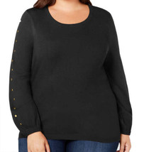 One A Womens Plus Size Stud Sleeve Sweater, 3X, Black - $49.95