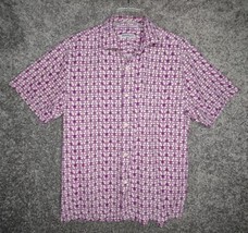 Tommy Bahama Shirt Men Medium Purple Silk Melbourne Mosaic Camp Beach Pr... - $27.99