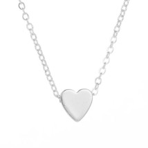 NEW 20&quot; Silver 3D Heart Charm Necklace Minimalist Choker Pendant - £7.92 GBP