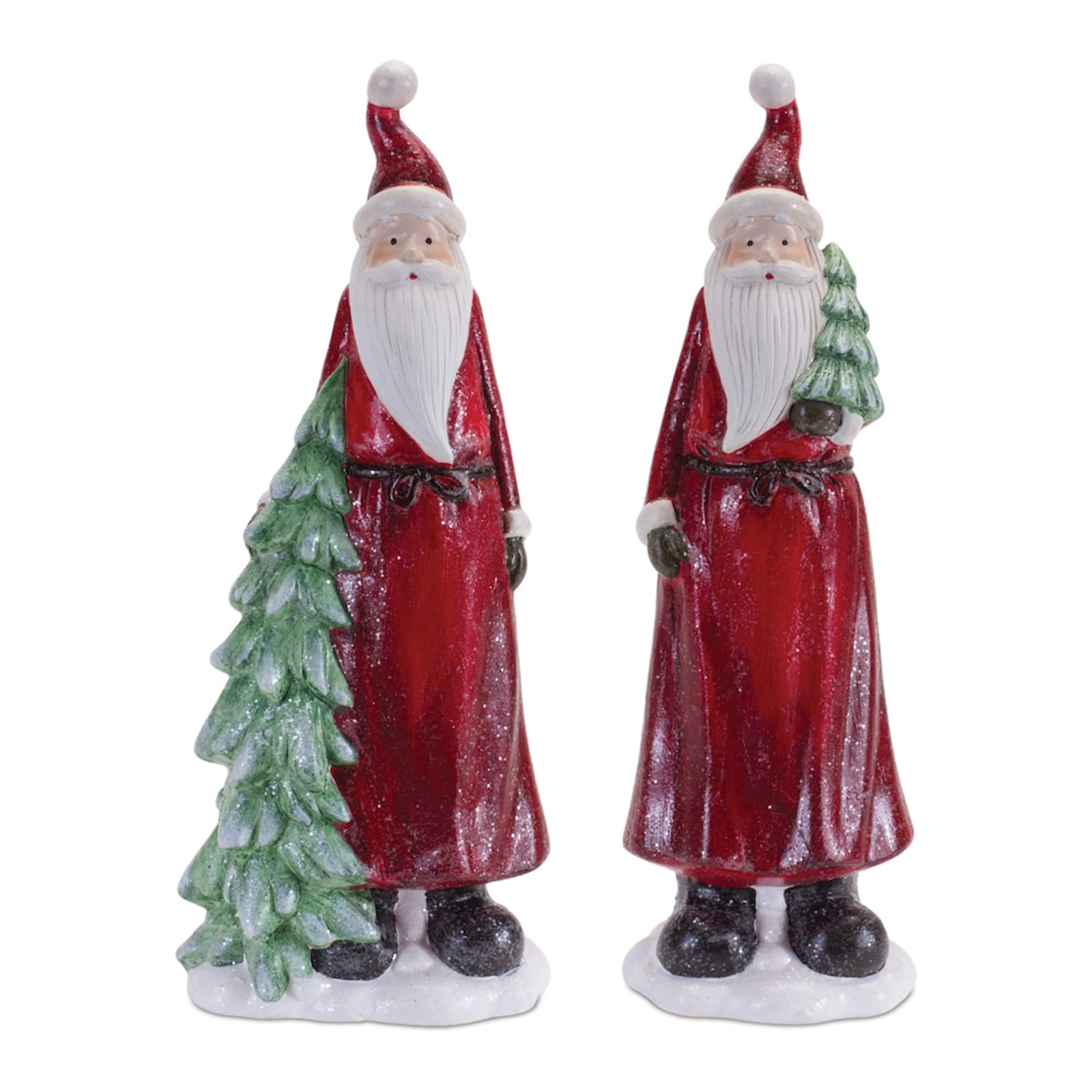 Glittered Santa Figurine with Tree (Set of 2) - $50.75