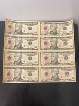 Lot of 8- Uncut US Currency Sheet- Twenty Dollar Notes- Series 2009 Unci... - $187.00