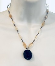 Carolee Genuine Sodalite and Citrine Beaded Necklace Statement Piece MSRP $125 - £12.69 GBP