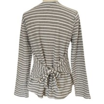 A New Day Tie Back Top S Striped Gray White Nautical Textured Pullover B... - £13.92 GBP