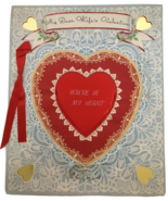 Vintage Valentines Day Card My Dear Wife Heart Love Large Ribbon USA Satin - £11.80 GBP