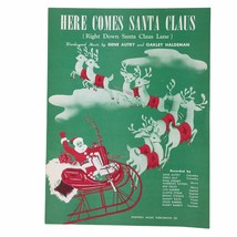 Vintage Gene Autry Sheet Music Christmas Here Comes Santa Claus Holiday Xmas - £9.56 GBP