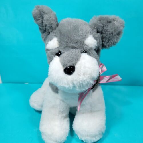 Hugfun Dog Grey White Puppy Love Heart Paw Schnauzer Terrier  Stuffed Animal 13” - $24.74