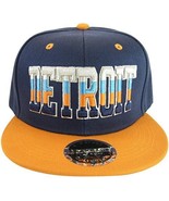 Detroit 4-Color Script Adult Size Snapback Baseball Caps (Navy/Orange) - £11.95 GBP
