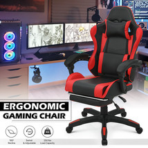 Red Reclinable[Lumbar Support+Footrest]Gaming Racing Chair Office Execut... - £189.64 GBP