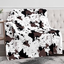 Cow Print Blanket Double Sided Print Warm Soft Throw Blanket For Bedroom Decor S - £39.53 GBP