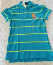 NWT Ralph Lauren Sport Blue with Green Stripes Polo Shirt Misses Size Small - £23.87 GBP