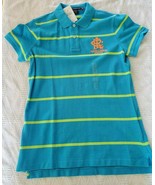 NWT Ralph Lauren Sport Blue with Green Stripes Polo Shirt Misses Size Small - £23.60 GBP