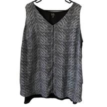 Worthington Womens Blouse Tunic Size 3X Black White Sleeveless Polyester Plus - £7.16 GBP
