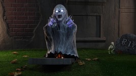 THIS IS HALLOWEEN!  SKELETON GHOUL JUMPING FROM HIS TOMBSTONE ANIMATRONIC - $287.09