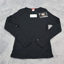 Dickies Shirt Womens S Black Round Neck Rib Knit Pullover Medical Unifor... - $19.68