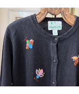 Vintage Quacker Factory Black Sequin Embroidered Bee Insect Cardigan Swe... - $663.42 MXN