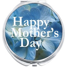 Happy Mothers Day Blue Flower Compact with Mirrors - for Pocket or Purse - $11.76
