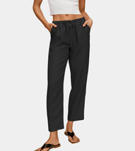 Hat and Beyond Women&#39;s Lightweight Classic Fit Black Trouser Linen Pants... - $19.79