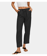 Hat and Beyond Women&#39;s Lightweight Classic Fit Black Trouser Linen Pants... - $373.45 MXN