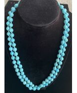 Hand Knotted Turquoise Beaded Necklace 44&quot; each bead 1/4&quot; - €97,02 EUR