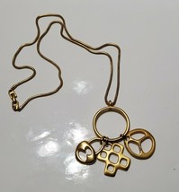 Vintage Art Nouveau Napier Chain Necklace with Charms 17.5&#39;&#39; Gold Plated - $278.26 MXN