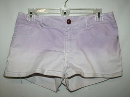 Ombre Purple White JUNIOR 9 Short Shorts Flat Front Button Pocket Stretch Rewash - $9.75