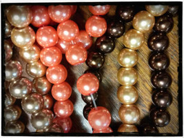 440 Glass Pearl Beads Assorted Lot 8mm Fall Colors Orange Brown Champagne - £9.91 GBP
