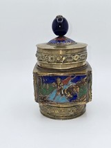 Antique Chinese Brass Enameled Tea Canister - $97.96