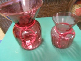 Beautiful Set of 2 PILGRIM Genuine Cranberry Glass VASES - £12.31 GBP