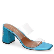 Kurt Geiger Party Clear Block Heel Sandal Glass Slipper Barbie Blue Size... - $99.00