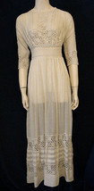 Vintage Edwardian Tea Dress Downton Abbey Wedding Ivory Cotton Lace XS Small - £713.83 GBP