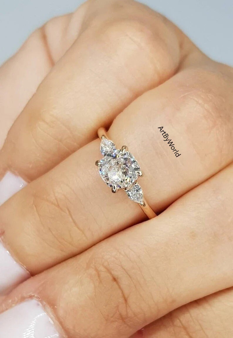 1.20 Ct Cushion Cut Moissanite Engagement Ring Anniversary Ring Valentine Gift Item image 2