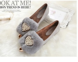 Women Winter Shoes Plus Size E34-48 Pointed Toe Flats Rabbit Hair Warm Loafers C - £41.44 GBP