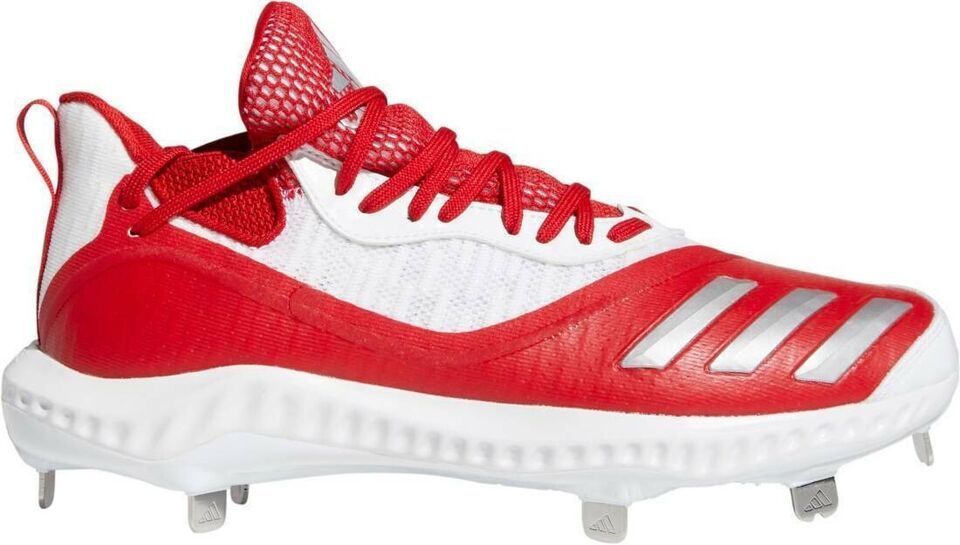 Adidas Icon V Bounce Men's Iced Out Metal Baseball Cleats Red White EE4130 Size - $67.49
