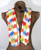 Hearts Long Scarf Colorful 13&quot;x60&quot; Valentine Face Cover Zoom Machine Was... - $9.89