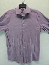 Claiborne Mens Dress Shirt Size 16.5 34/35 Sleeve Purple Button Down (ShelfD2) - £9.76 GBP