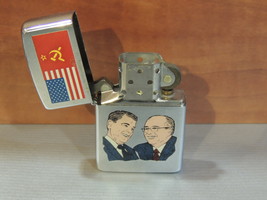 1989 Ronald Reagan &amp; Mikhail Gorbachev Lighter Zippo NEW - £84.26 GBP