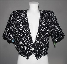 VTG Buyer Too1! Black &amp; White Polka Dots Cropped One-Button Blouse Top W... - £19.17 GBP