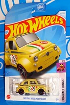 Hot Wheels 2024 Compact Kings #117 &#39;60s Fiat 500D Modificado Yellow w/ OH5SPs - £2.39 GBP