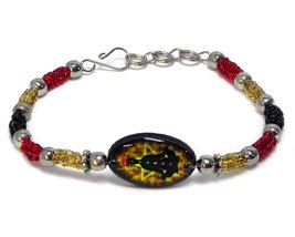 Mia Jewel Shop Oval New Age Acrylic Graphic Multicolored Silver Metal Beaded Rop - £9.37 GBP