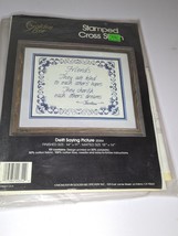 VTG Golden Bee Cross Stitch Kit Blue Delft Saying Thoreau Friend Quote Stamped - $14.88