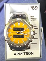 Armitron Goldfinch Men&#39;s Watch Gray/Yellow Water Resistant 165ft - NEW - £45.44 GBP
