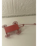 Small Miniature Toy Wagon Red Metal Figurine Ornament Toy - £5.43 GBP